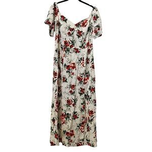 Topshop Floral Sweetheart Neck Side Slit Midi Dress Multicolor Size 10